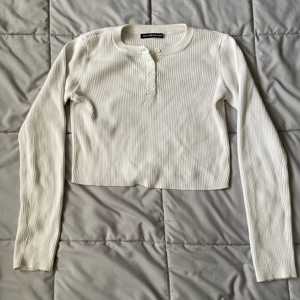 Brandy Melville white crop sweater, one size